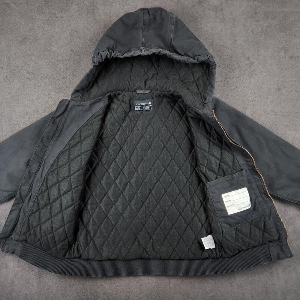 Carhartt Flannel Quilt Lined Active Jacket‎ Youth Medium 10 12 Black OJ8545-B - Picture 3 of 9